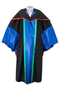 個人設計教育學科博士學位畢業袍  香港都會大學博士袍  E&L EDD  藍色襯裡配紅色邊披肩  黑色深藍及綠色襯裡畢業袍 畢業袍 學系顏色 DA381